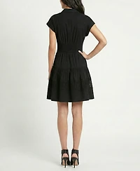 Taylor Women's Tiered A-Line V-Neck Shirt Dress