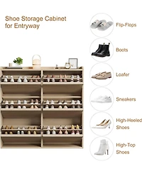 gaomon Wooden Shoe Cabinet with 6 Flip Drawers – Adjustable Shelf Shoe Organizer, Hidden Freestanding Shoe Storage for Entryway, Hallway, Livin