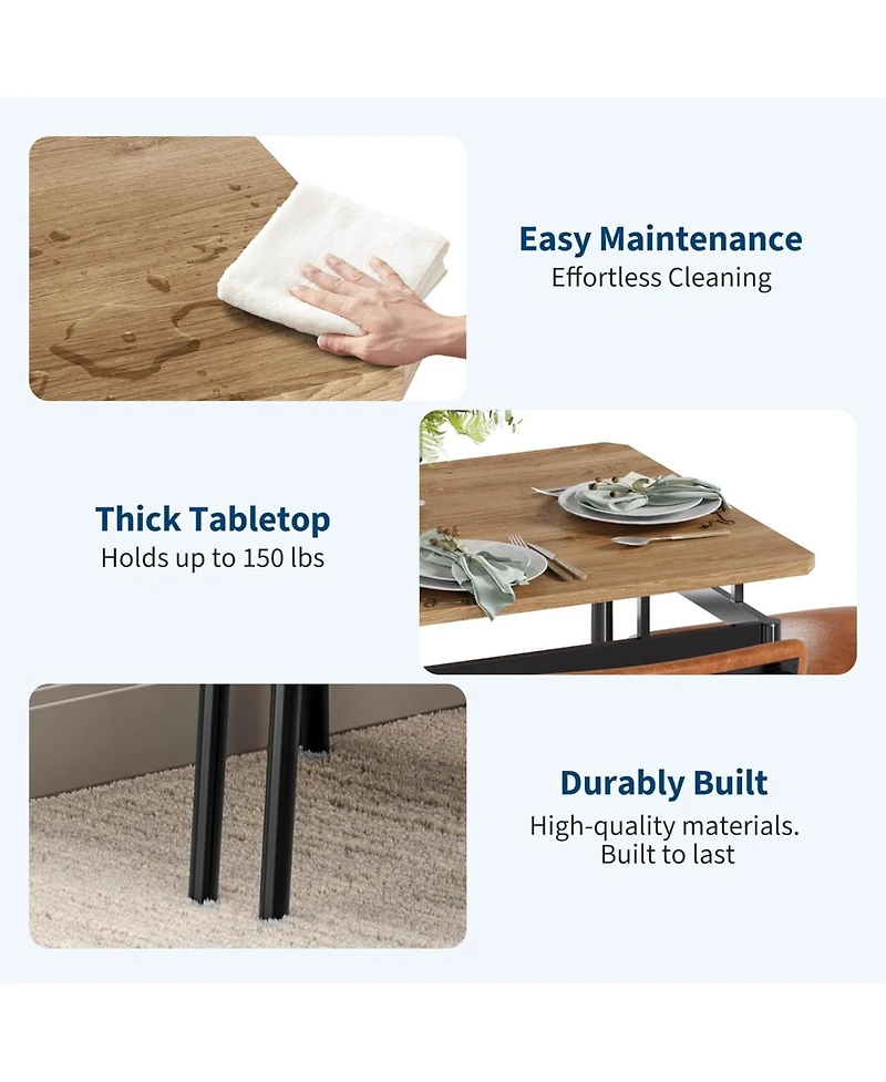 gaomon Dining Table Set for 4 5 Piece Wooden Dining Table and Chairs 4 Pu Upholstered Chair Modern Metal Frame Dinette Set for Dining Room Home Dinner