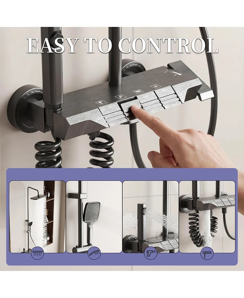 Lalahoo 3-Spray Rain Shower Faucet 2.5 Gpm & Handheld Combo Kit, 10.63 in. Rain Head