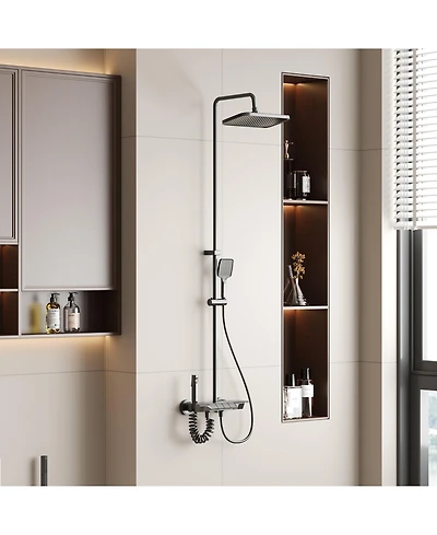 Lalahoo 3-Spray Rain Shower Faucet 2.5 Gpm & Handheld Combo Kit, 10.63 in. Rain Head