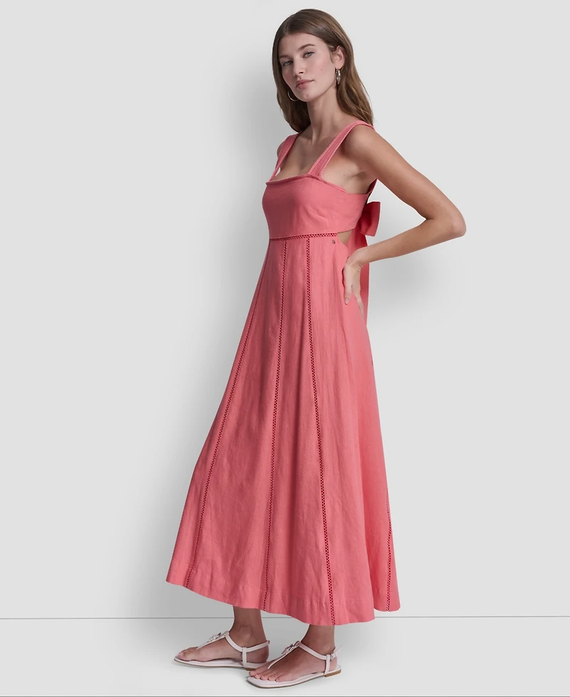 Dkny Jeans Women's Seamed Linen-Blend Tank Square Neck Dress