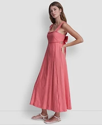 Dkny Jeans Women's Seamed Linen-Blend Tank Square Neck Dress