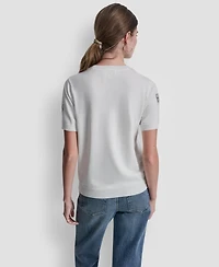 Dkny Jeans Women's Embellished Logo Crew Neck Sweater