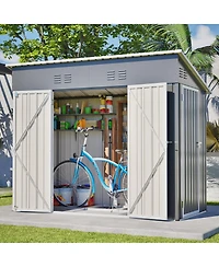 Streamdale Furniture 4x8 Slope-Roof Reinforced Storage Shed with Weatherproof Roof & Vents