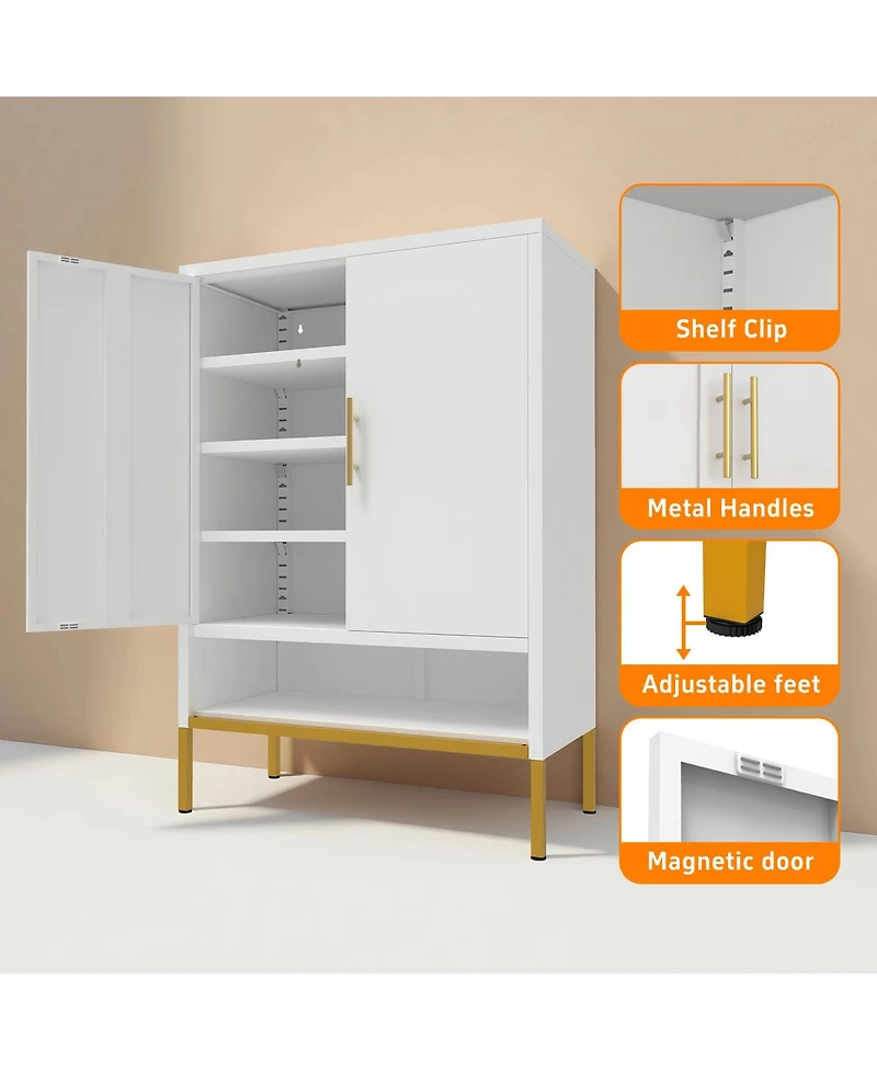 Streamdale Furniture 40" Tall 2-Door Metal 7-Tier Hidden Shoe Organizer Cabinet