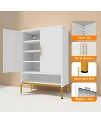 Streamdale Furniture 40" Tall 2-Door Metal 7-Tier Hidden Shoe Organizer Cabinet