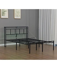 Streamdale Furniture Streamdale 14" Bed Frame w/ Storage Headboard, Usb-c, Led Light
