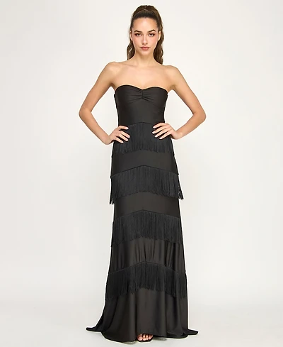 B Darlin Juniors' Strapless Tiered Gown