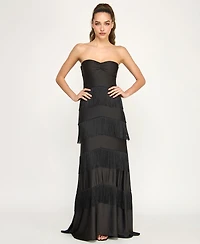 B Darlin Juniors' Strapless Tiered Gown