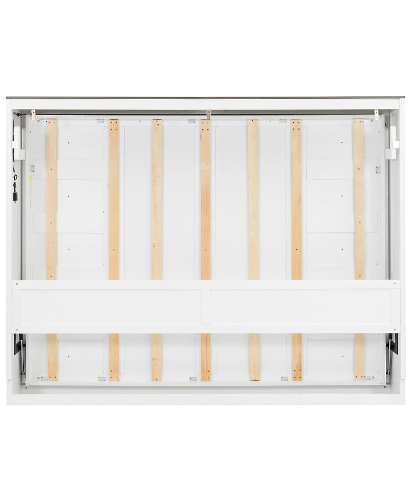 Streamdale Furniture Full Size Murphy Bed with Led Light, Foldable Cabinet