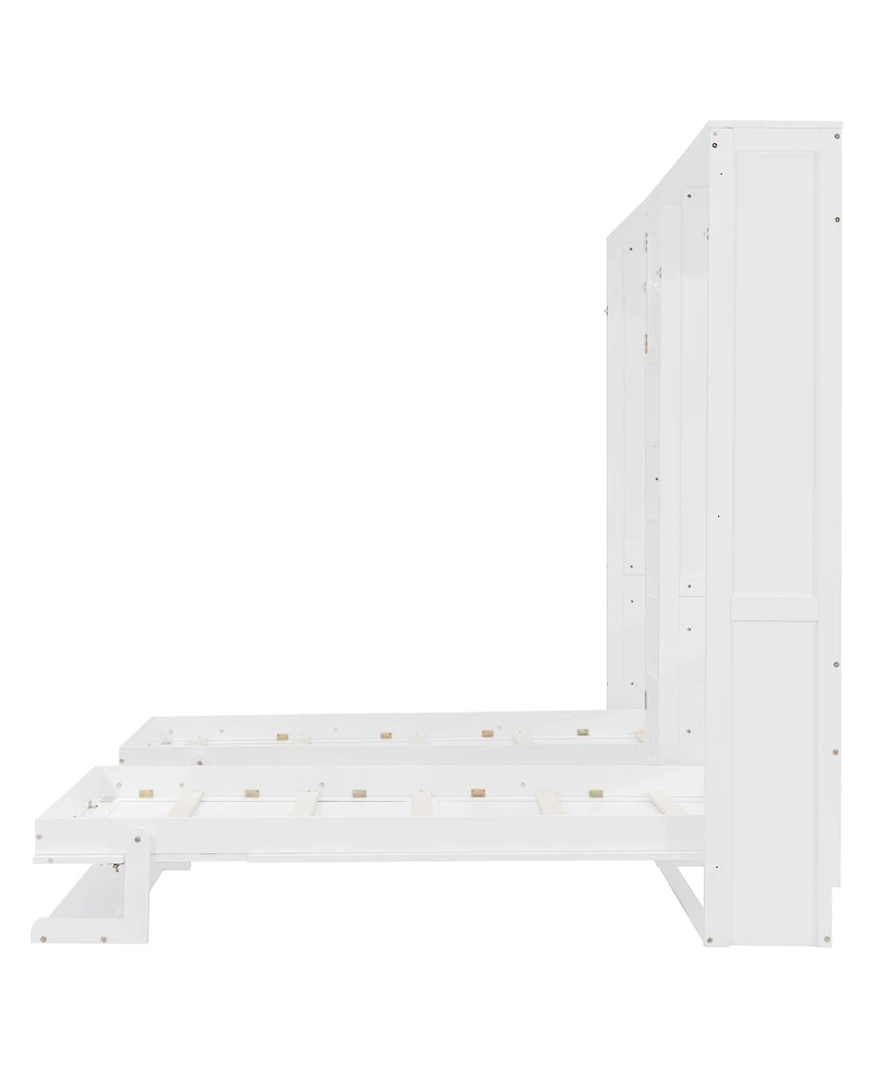 Streamdale Furniture Streamdale Dual Twin Wall Murphy Beds w/ Cabinets & Shelves