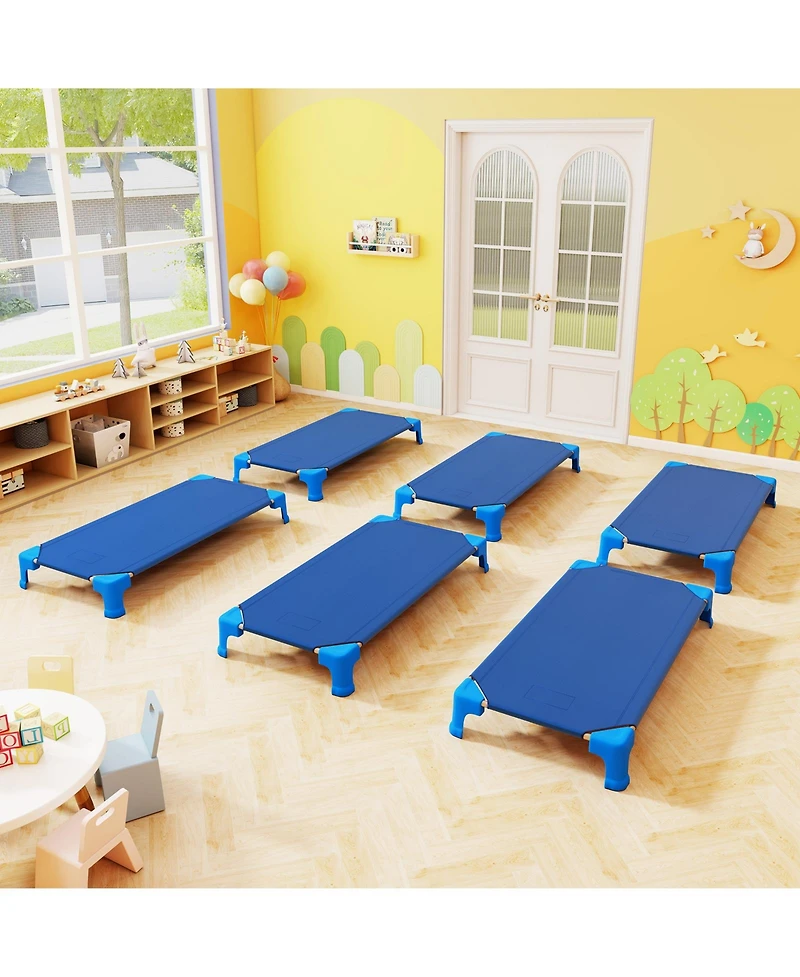 Sugift Portable 6 Pack Stackable Daycare Cots Sleeping Bed for Kids 53 Inch