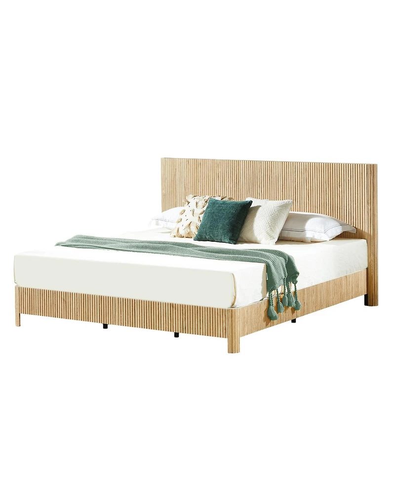 Streamdale Furniture Rustic Oak King Bed Frame with Curved Profile