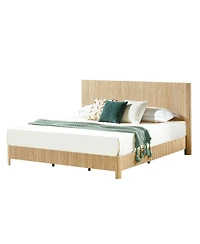 Streamdale Furniture Rustic Oak King Bed Frame with Curved Profile