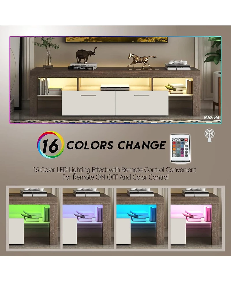 Streamdale Furniture Dfw Modern Led Tv Stand with Storage Drawer for 40-75 Inch TVs