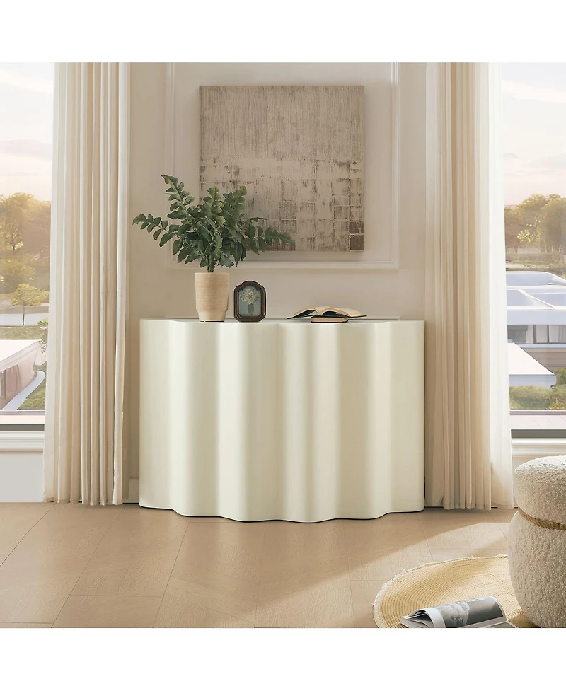 Streamdale Furniture Fiberglass Entryway Table for Living Room, Narrow Console Table, Modern Wavy Design