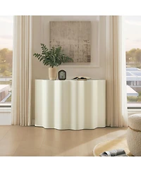 Streamdale Furniture Fiberglass Entryway Table for Living Room, Narrow Console Table, Modern Wavy Design