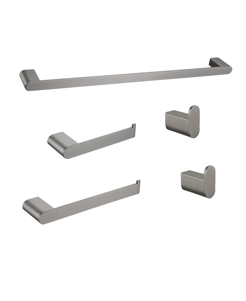 Rainsken 5- Piece Bathroom Accessories Set, Stainless Steel Bathroom Hardware Set, Bath Towel Bar, Towel Hooks and Towel Racks (Gunmetal)