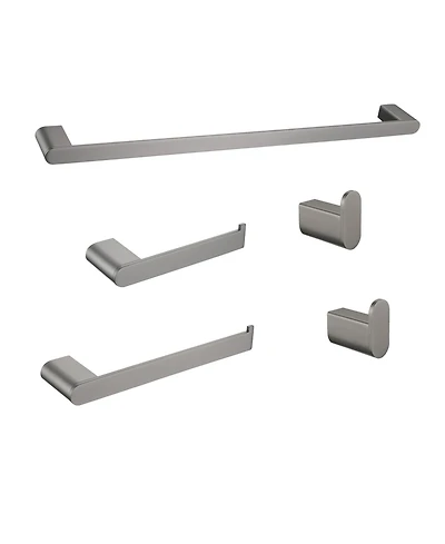 Rainsken 5- Piece Bathroom Accessories Set, Stainless Steel Bathroom Hardware Set, Bath Towel Bar, Towel Hooks and Towel Racks (Gunmetal)