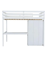 Streamdale Furniture Wood Full Loft Bed with Wardrobe, Desk, Storage & Drawers