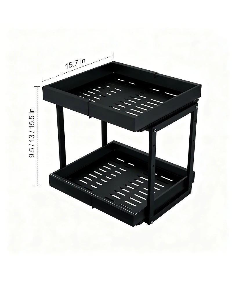 Yigii Adjustable Width & Height Cabinet Organizer with Smooth Sliding Drawers