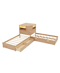Streamdale Furniture L-Shaped Twin Bed Frame w/ Trundle, Drawer
