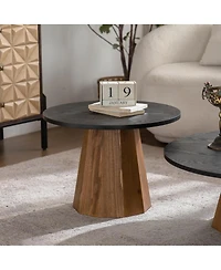 Streamdale Furniture Round Coffee Table - Sturdy Wooden Tea Table for Living Room