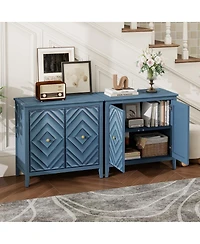 Streamdale Furniture Durable Mdf Cabinet with Diamond-Embossed Doors