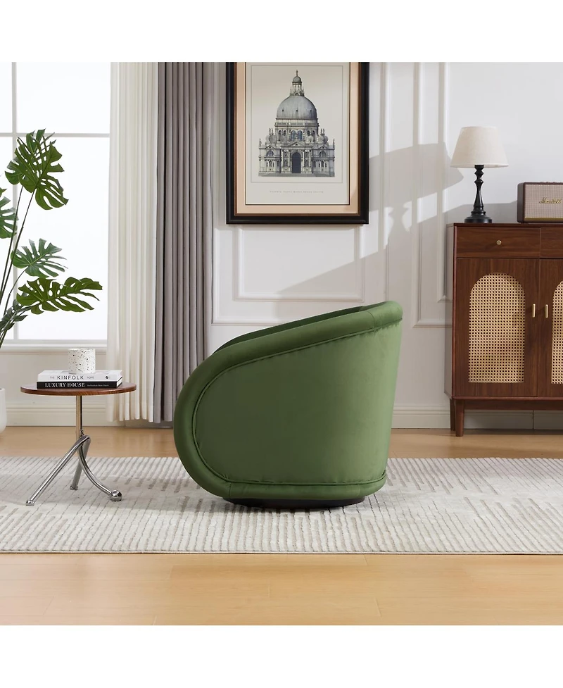 Streamdale Furniture Velvet Swivel Accent Chair, 360-Degree Comfy Pumpkin-Shaped Chair