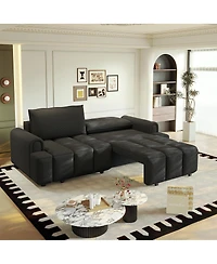 Streamdale Furniture Comfy 90.2" 4-Seater Teddy Fabric Couch with Storage, King Size Sleeper Sofa