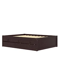 Streamdale Furniture Full Platform Bed with Trundle, 2 Drawers, Solid Wood, Espresso
