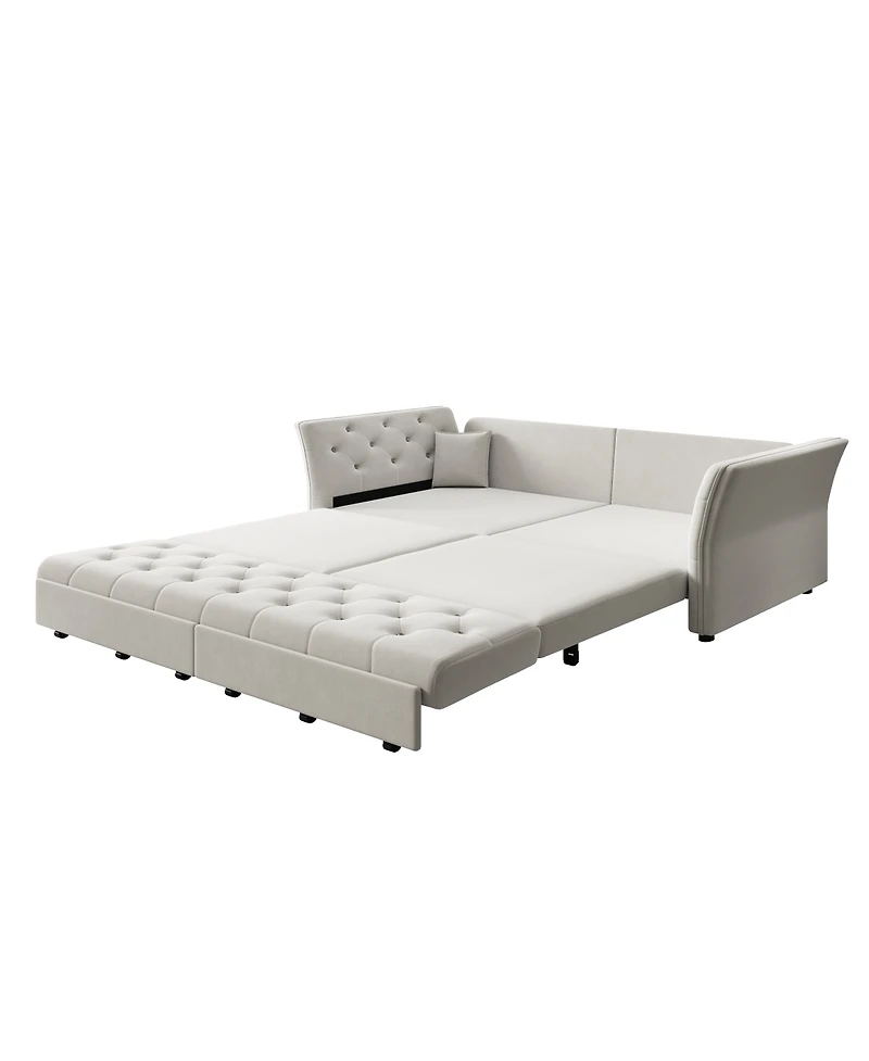 Streamdale Furniture Sofa Bed with Handmade Fabric Flower Design.