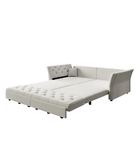 Streamdale Furniture Sofa Bed with Handmade Fabric Flower Design.