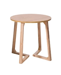 Streamdale Furniture 24" Round Mid Century Modern Solid Wood End Table with V-Shaped Legs