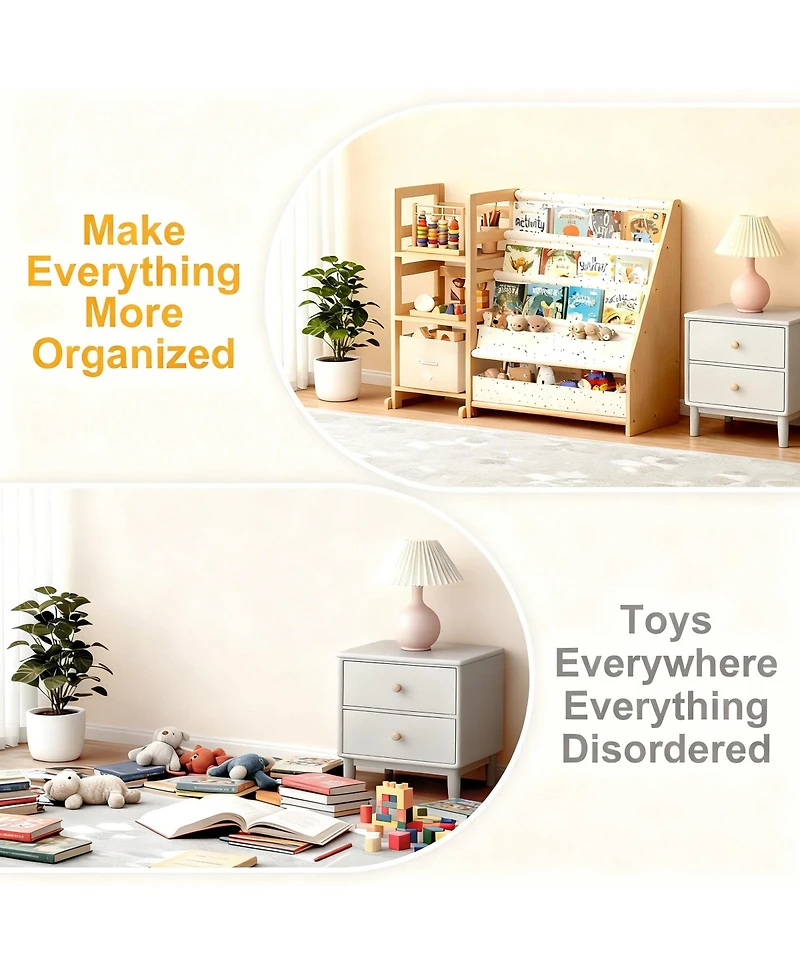 Yigii Wood Bookshelf for Kids