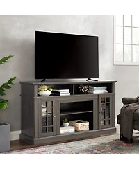 Streamdale Furniture Classic Tv Media Stand, Dark Walnut/Black, 58.25"W