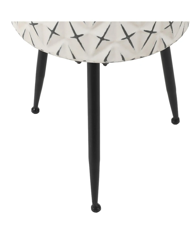 LuxenHome Set of 3 Distressed White and Black Metal Cachepot Planters with Legs