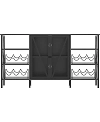 gaomon Farmhouse Wine Bar Cabinet with Wine Rack and Glass Holder Rustic Coffee Bar with Led Light Metal Sideboard and Liquor Table Cabinet