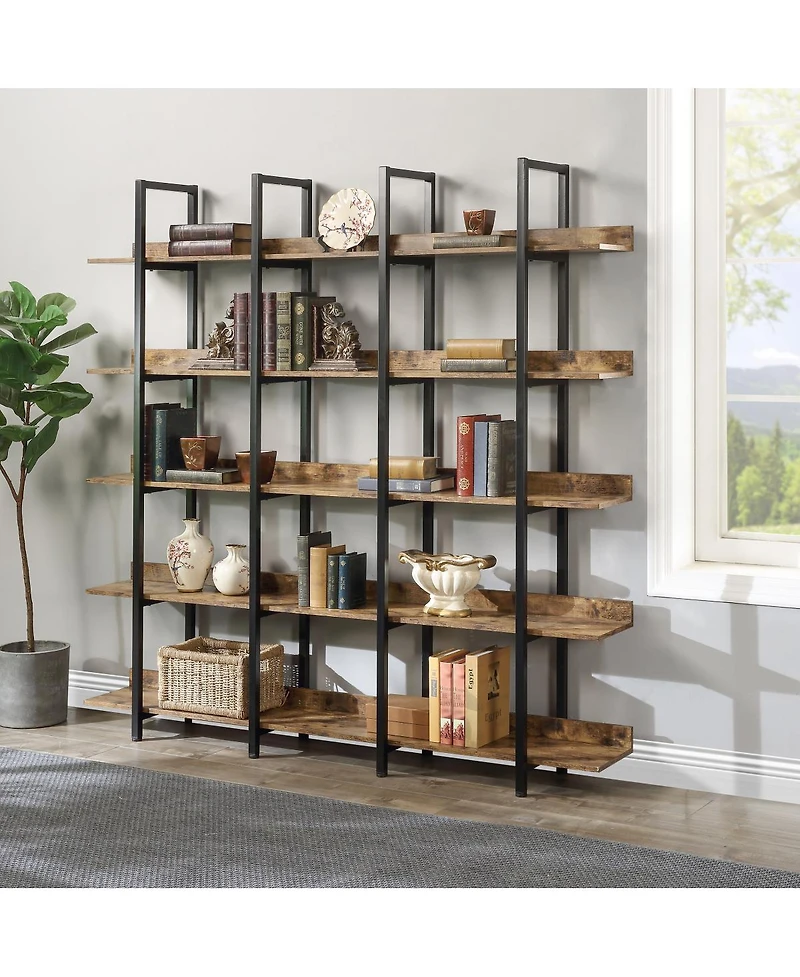 Streamdale Furniture 5 Tier Vintage Industrial Bookcase with Metal Frame & Mdf Board