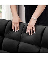 Streamdale Furniture 65-inch 3-in-1 foldable velvet sofa bed with adjustable back and pillows