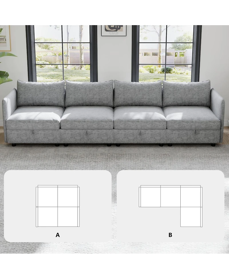 Streamdale Furniture Modular Sectional Sofa with Storage and Sleeper Function