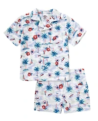 Baby Essentials Boys' Collared Shirt, Short-Sleeve T-Shirt and Printed Shorts, 3-Piece Set