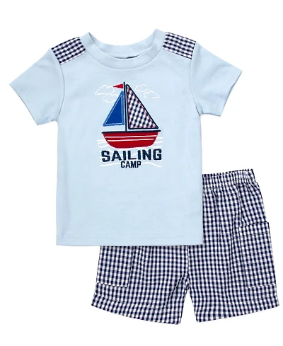 Baby Essentials Boys' Sailboat Crewneck T-Shirt and Shorts, 2-Piece Set