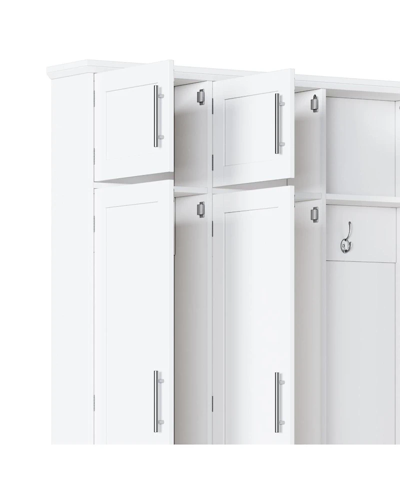 Streamdale Furniture Farmhouse Hall Tree with Hidden Hooks & 8-Door Bench