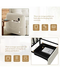 Streamdale Furniture 3-in-1 Sleeper Chair Bed, 80" Extra Long Pull Out Sofa with Usb Charging & Storage