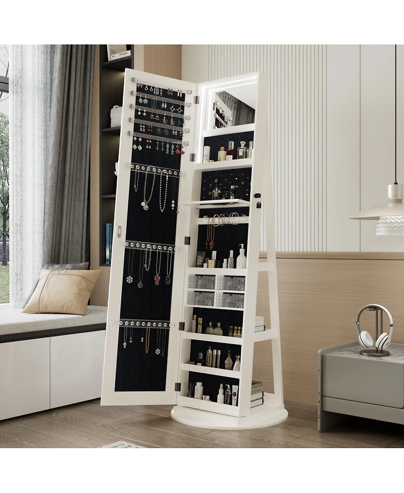 Streamdale Furniture 360° Swivel Jewelry Cabinet with Full Length Mirror