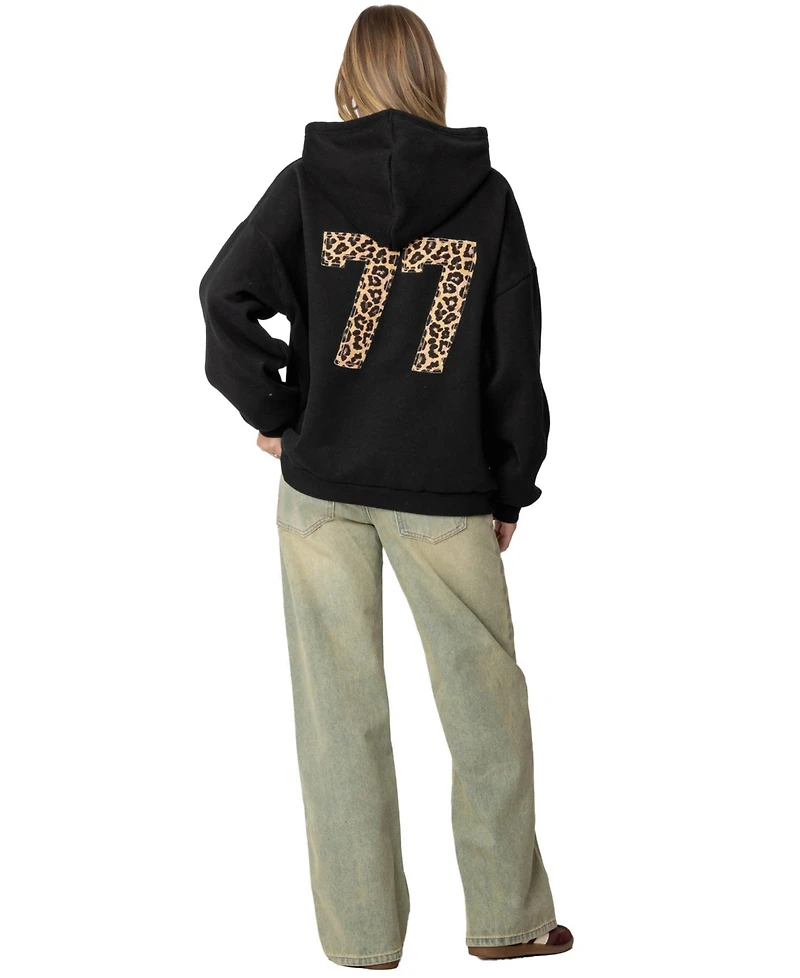 Edikted Women's Leopard 77 Oversized Hoodie