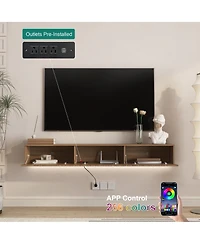 Streamdale Furniture Floating Tv Stand with 16 Color LEDs, Modern 65" Entertainment Center