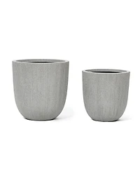 LuxenHome 2-Piece Tapered Round Plastic Planters Set